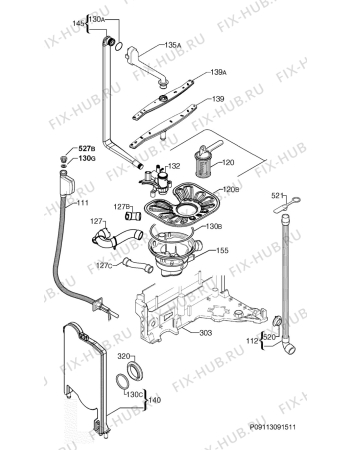 Взрыв-схема посудомоечной машины Zanussi ZDI13001WA - Схема узла Hydraulic System 272